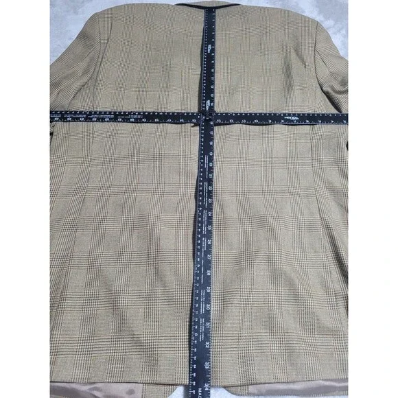 Ralph Lauren Sport Coat Mens 44 Long Beige Plaid Tweed Blazer 2 Button - Picture 12 of 14